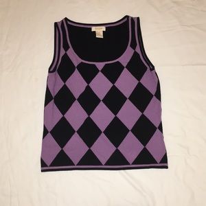 Peck & Peck Black & Lavender Sleeveless Sweater PM